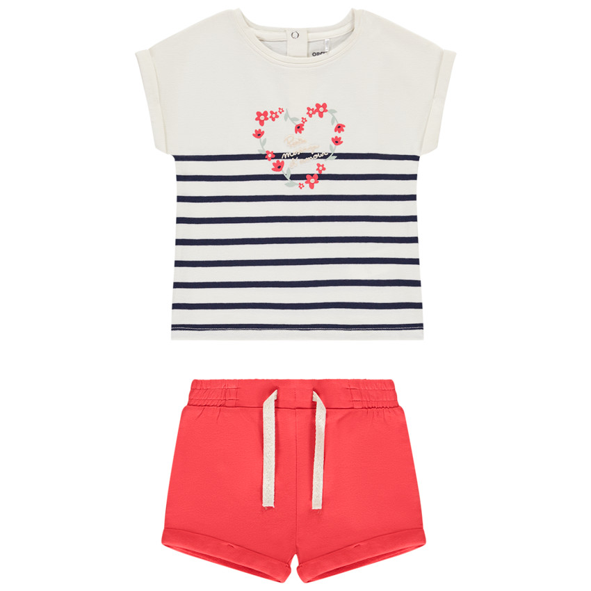 Σέτ κοντό 2 τμχ. με ριγέ μπλούζα για κορίτσι μωρού 