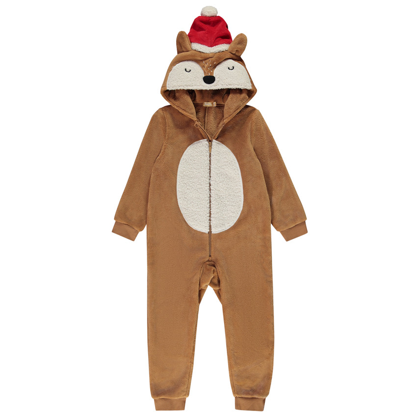 Σουρπυτζάμα σε sherpa με παιχνιδιάρικη κουκούλα για αγόρι 