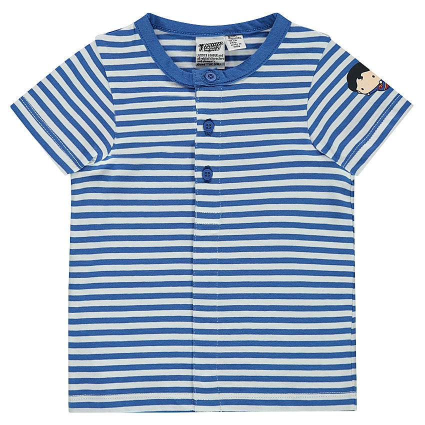 Κοντομάνικη ριγέ μπλούζα από ζέρσεϊ με στάμπα Superman JUSTICE LEAGUE - CHIBI 