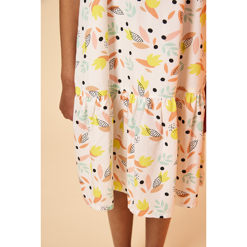 Μακρύ φόρεμα με τιράντες και σχέδιο φύλλα για κορίτσι 