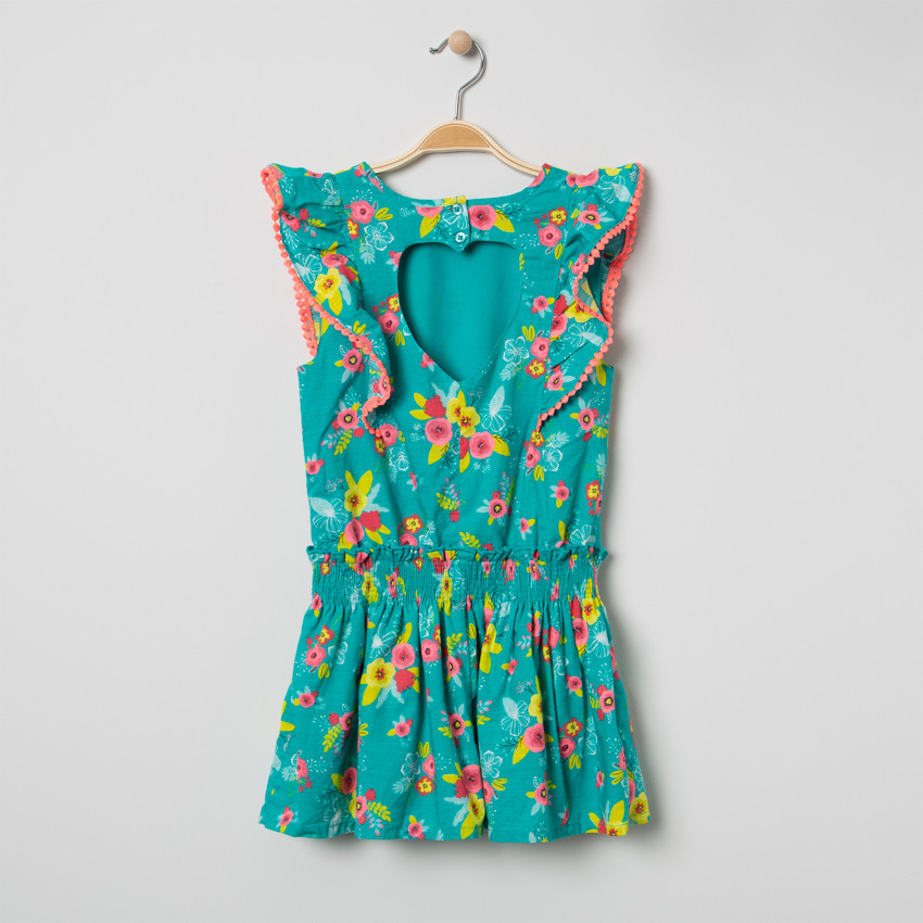 Φόρεμα floral εμπριμέ με βολάν στα μανίκια 