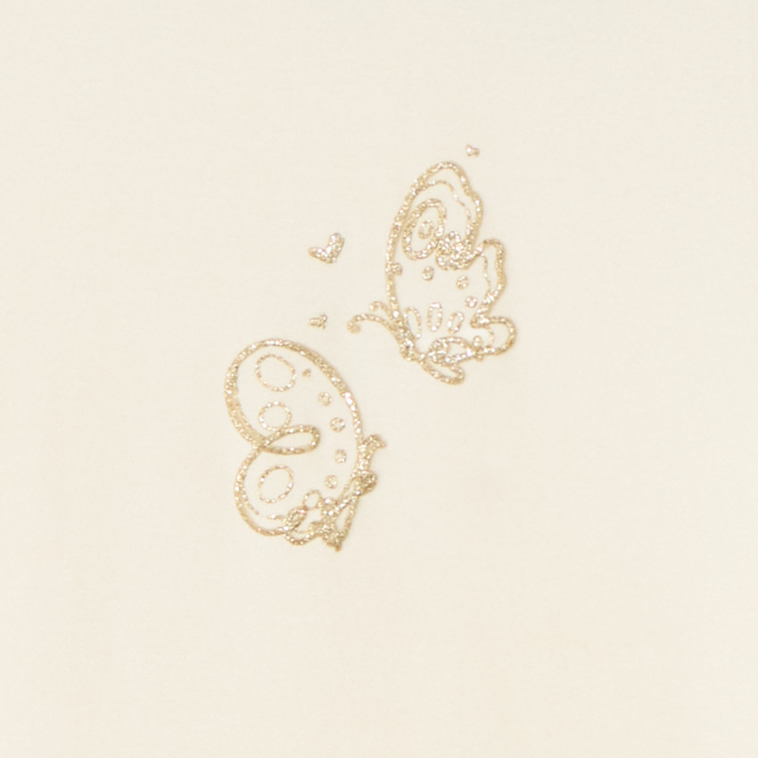 T-shirt à manches longues avec un motif de papillons dorés pour bébé fille 