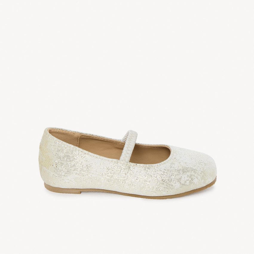 Βαμβακερό παντελόνι με ραφή σε χρυσό εφέ για κορίτσι. 