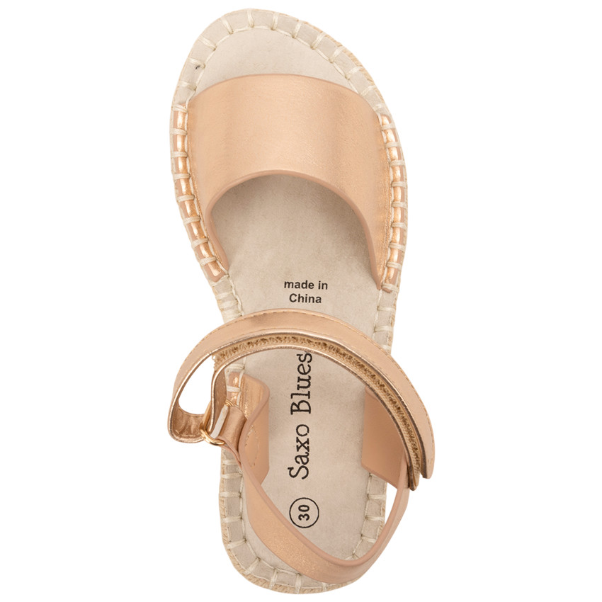 Σανδάλια rose gold effet satiné με σόλα από σχοινί για κορίτσι 
