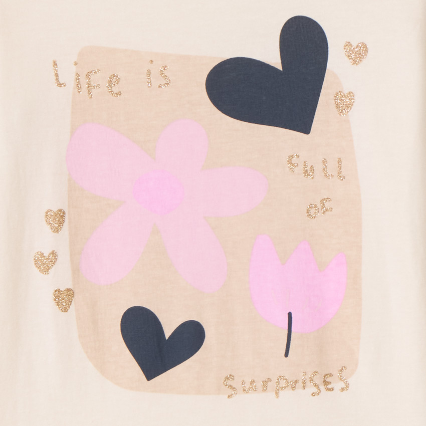 T-shirt με μακριά μανίκια με εκτύπωση από λευκά πετράδια για κορίτσι 