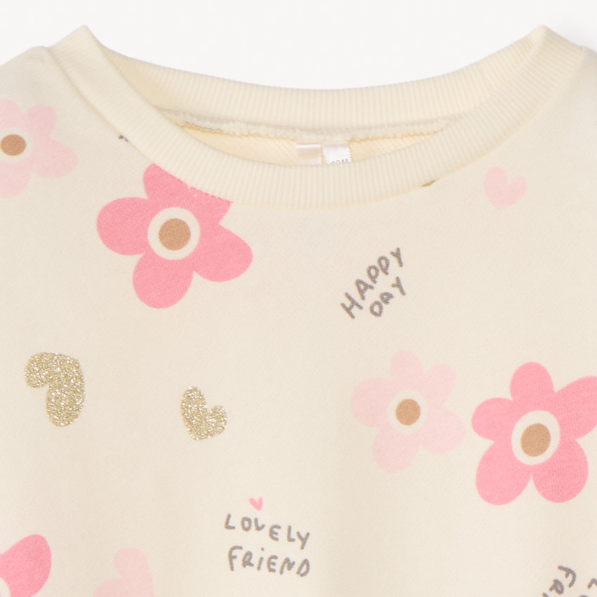 Φούτερ oversized με τύπωμα για μωρό κορίτσι 