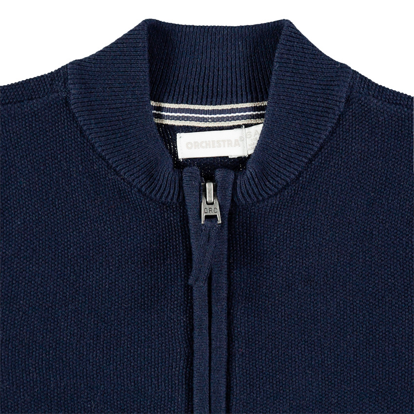 Πλεκτή ζακέτα με φερμουάρ και τσέπες 