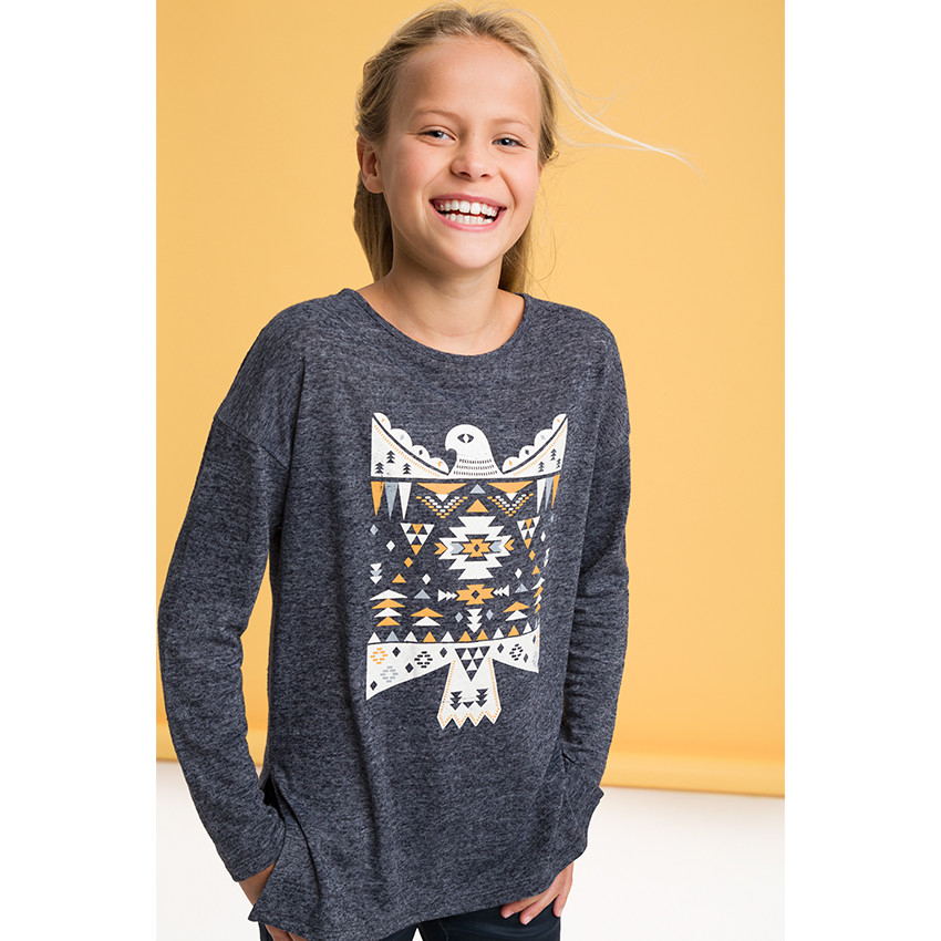 Παιδικά - Τουνίκ με άνοιγμα, λευκά νερά και τύπωμα σε στιλ ikat 