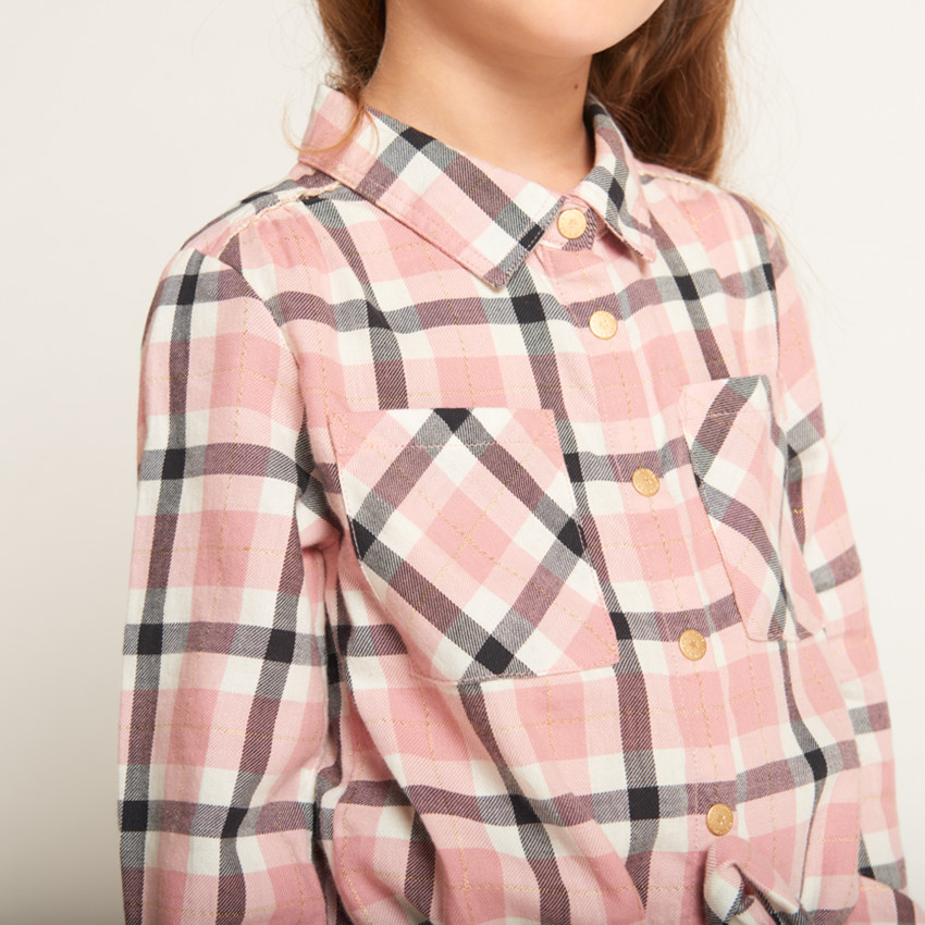 Καρό φόρεμα πουκάμισο με ζώνη για κορίτσι 