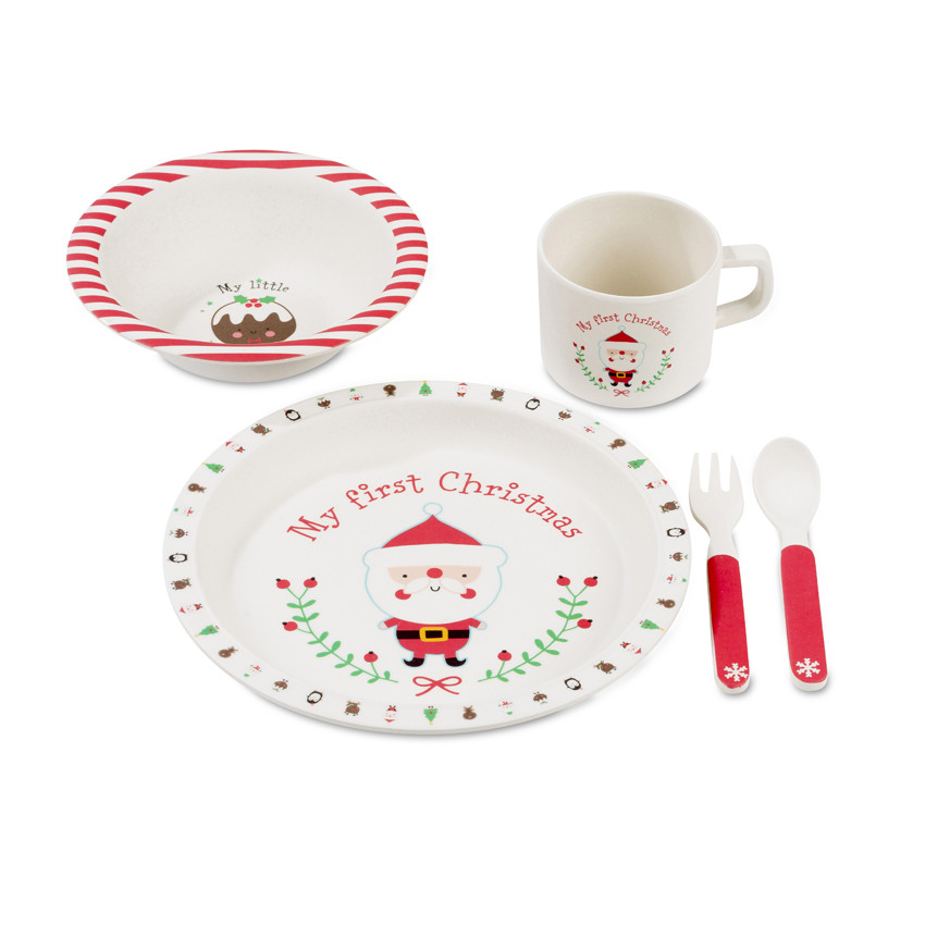Set repas en bamboo - Papa Noël Main Set repas en bamboo - Papa Noël