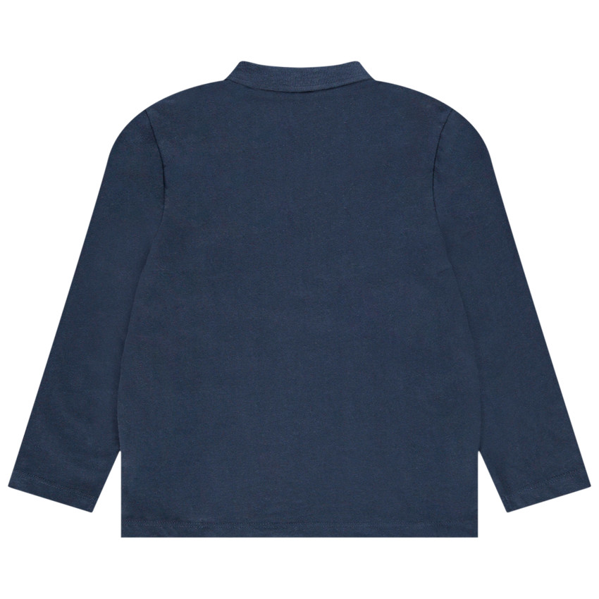 Πολυεστερικό μονόχρωμο πλεκτό πόλο μακρυμάνικο για αγόρι 