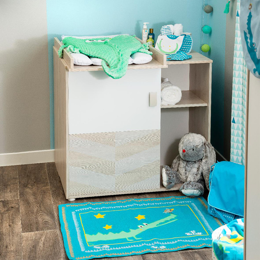 Βαμβακερό χαλάκι με κροκόδειλο και πουλάκι 