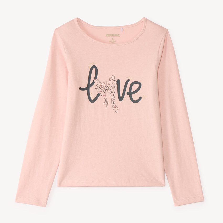 T-shirt με μακριά μανίκια και γυαλιστερή εκτύπωση κορίτσι 