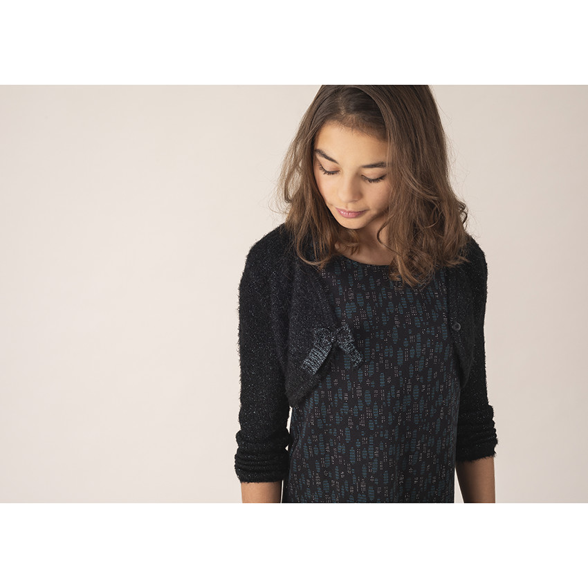 Junior - Robe manches courtes avec motif jacquard all-over  