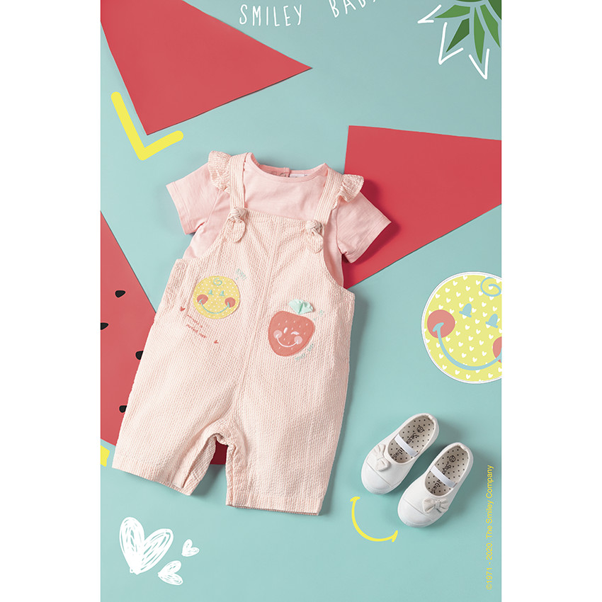 Σετ  μπλουζάκι και σαλοπέτα σε φίνο ριγέ και bagdes  