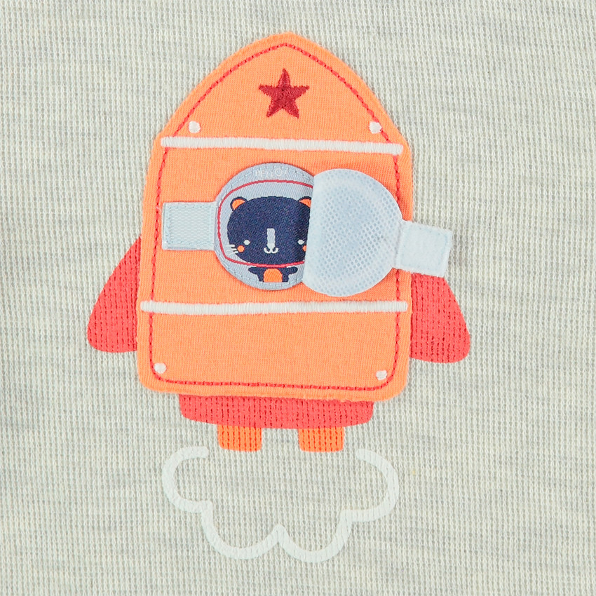 Jogging en molleton motif fusée et poche kangourou 