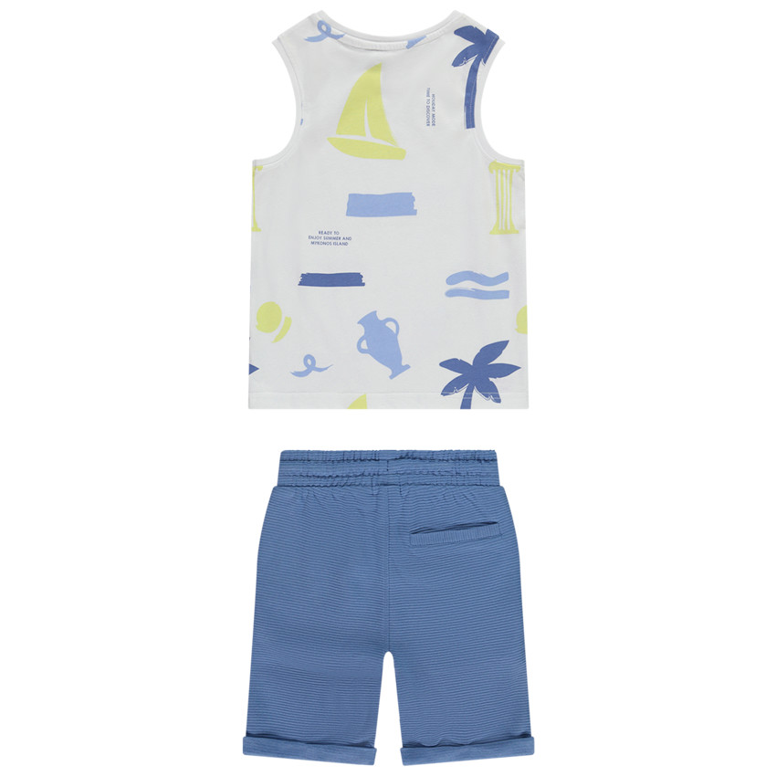 Σετ 2 τμχ. μπλουζάκι αμάνικο με σχέδιο Mykonos για αγόρι 