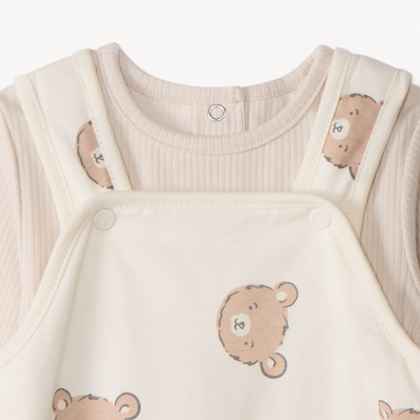 Σέτ 2 τμχ. με σαλοπέτα με σχέδιο αρκούδα για μωρό 