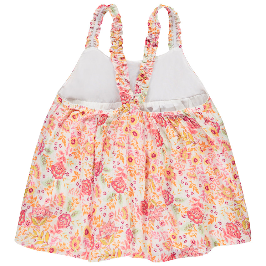 Top péplum effet crépon imprimé floral pour fille 