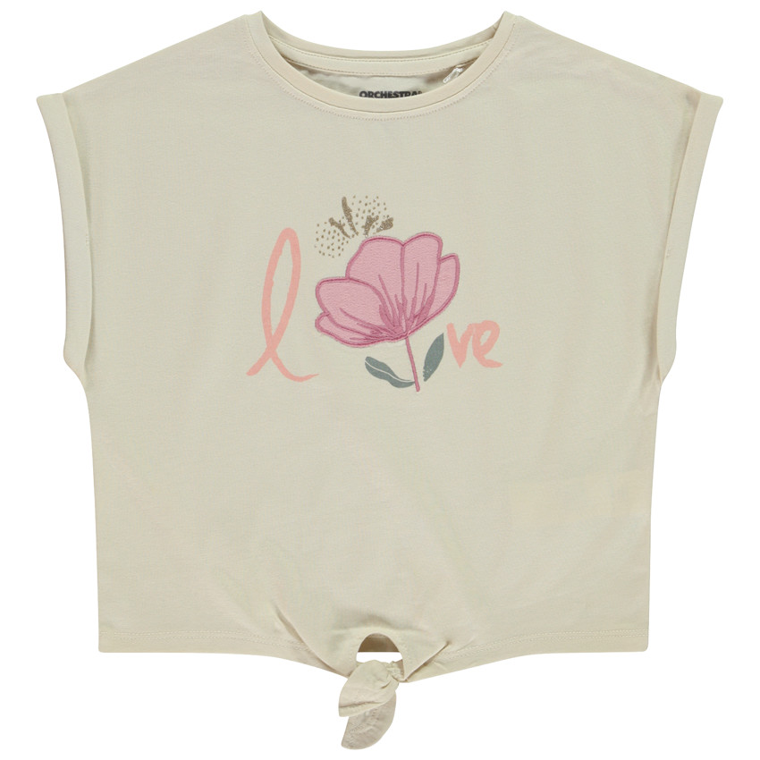 T-shirt κοντομάνικο σε σχήμα κουτιού με φιόγκο για κορίτσι 