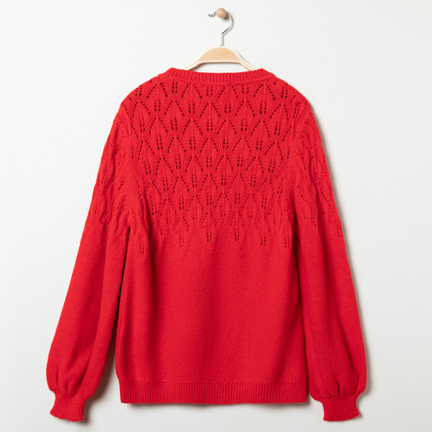 Πουλόβερ εγκυμοσύνης πλεκτό φαντεζί κόκκινο 