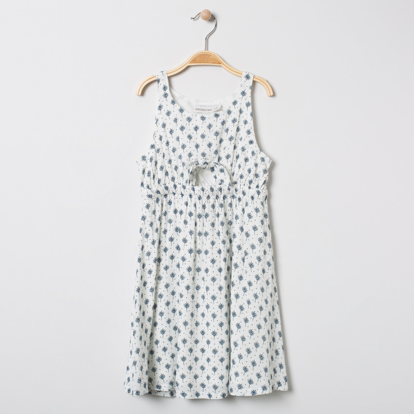 Φόρεμα εμπριμέ με τιράντες - Εκρού 