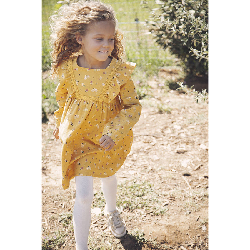 Φόρεμα μακρυμάνικο με σχέδιο και με βολάν για κορίτσι 