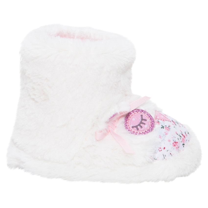 Ψηλά παντοφλάκια από συνθετική γούνα με κέντημα 