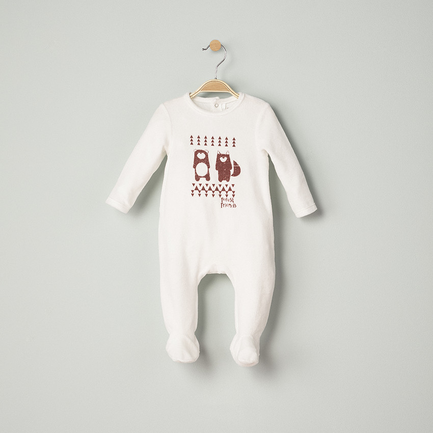 Βελουτέ φορμάκι ύπνου με τυπωμένα ζωάκια του δάσους 