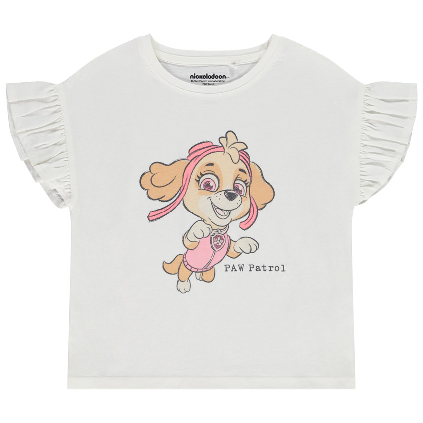 T-shirt manches courte volantée print Skye Pat Patrouille pour fille 