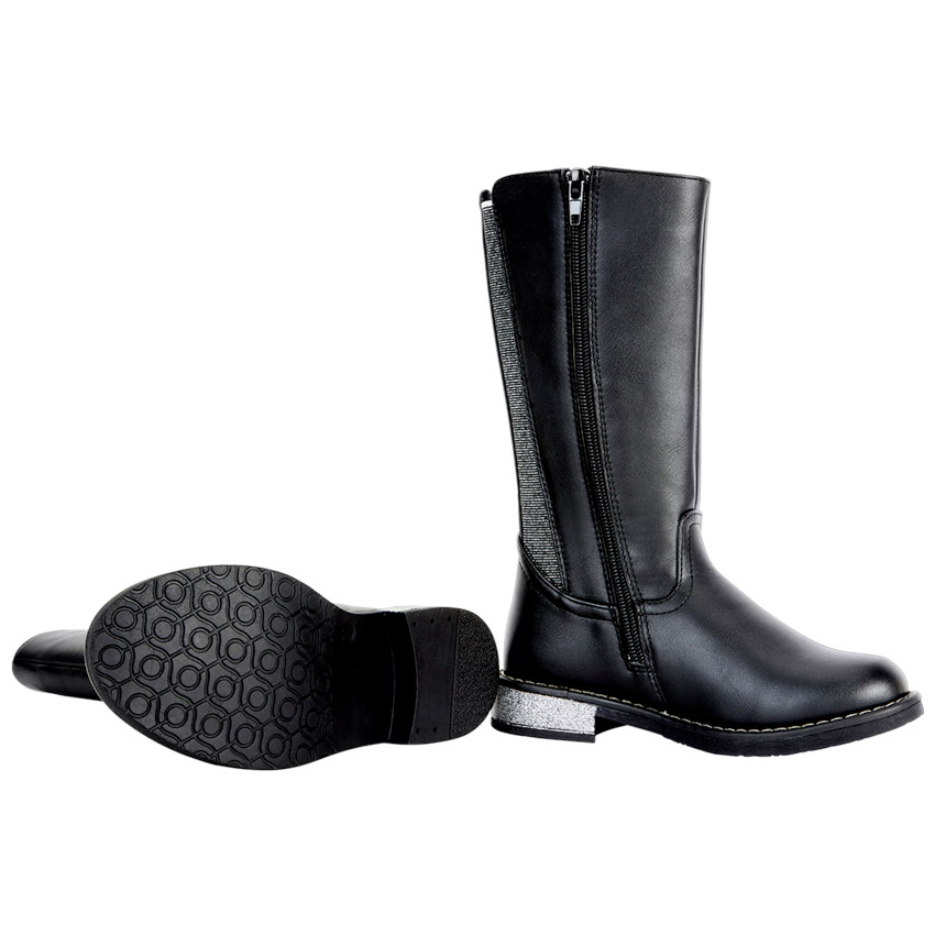 Μπότες καβαλιέρες με ασημένιο τακούνι για κορίτσι 