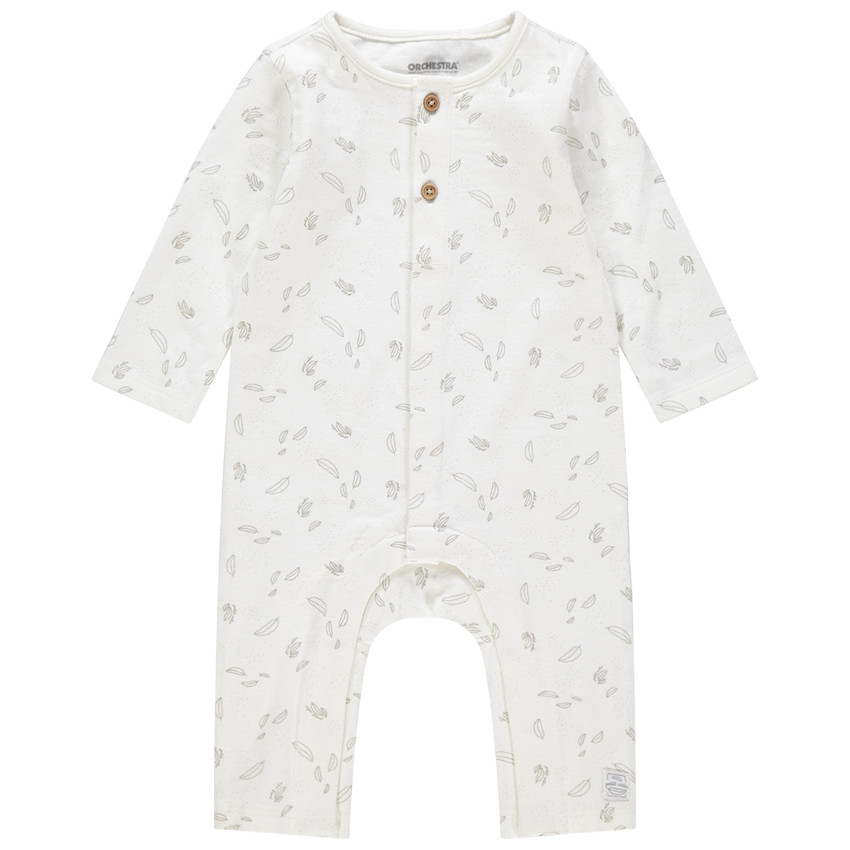 Combinaison longue à motifs plumes all-over en coton bio  Additional Combinaison longue à motifs plumes all-over en coton bio