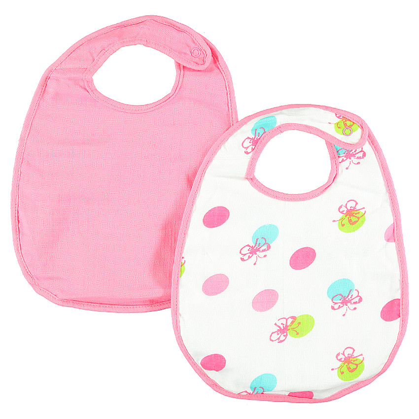 Set de 2 bavoirs en coton uni / imprimé  Additional Set de 2 bavoirs en coton uni / imprimé