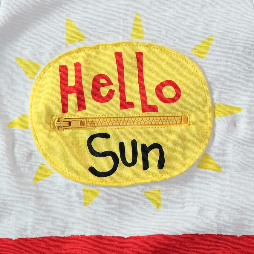 Κοντομάνικη ζέρσεϊ μπλούζα με ήλιο και τσέπη με φερμουάρ 