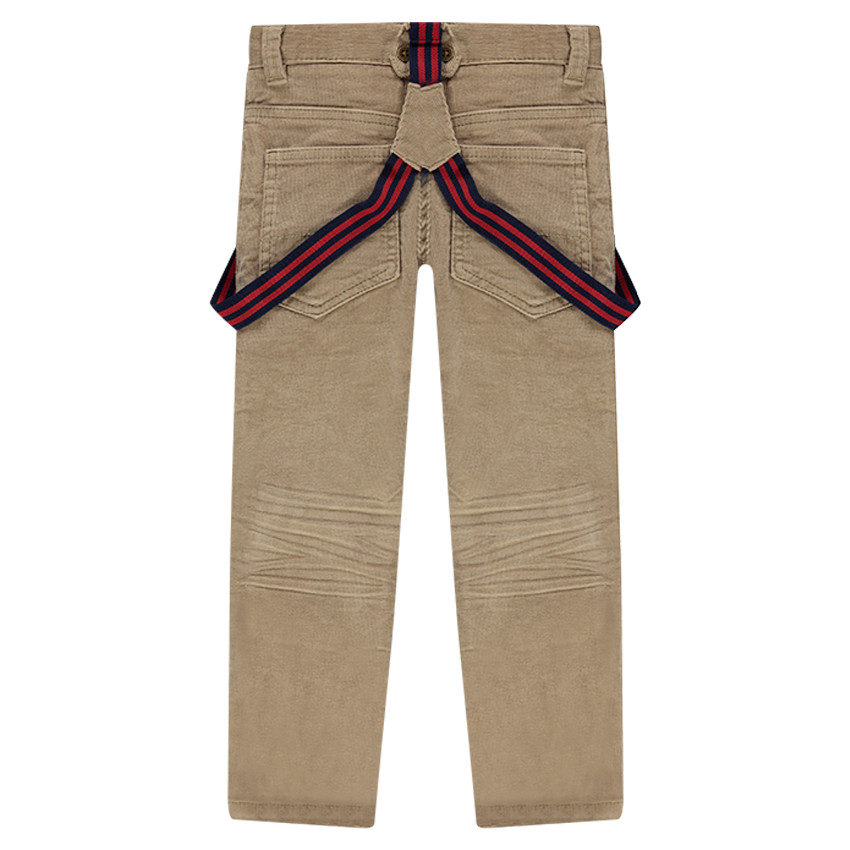 Βελούδινο παντελόνι με ριγέ αφαιρούμενες τιράντες 