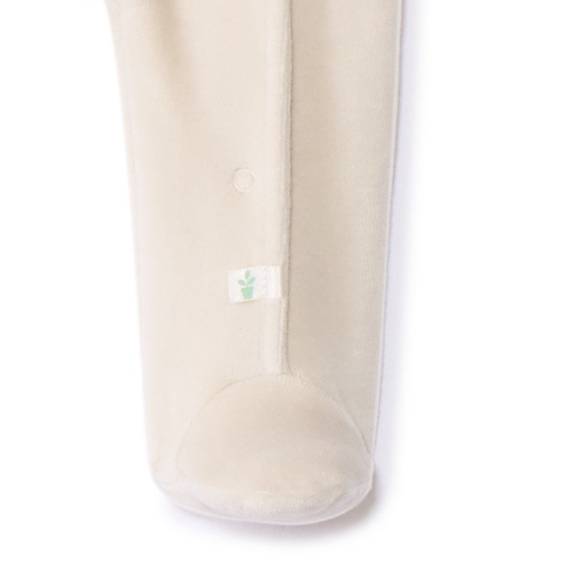 Φορμάκι βελουτέ μονόχρωμο με κέντημα φύλλα για μωρό 