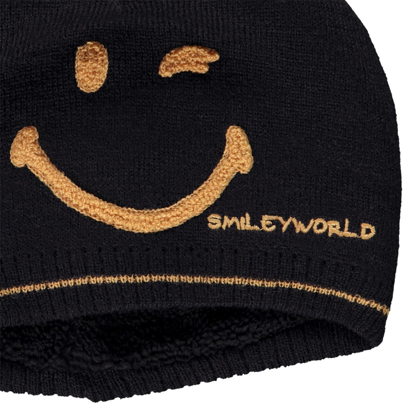 Bonnet en tricot doublé en sherpa Smiley garçon 
