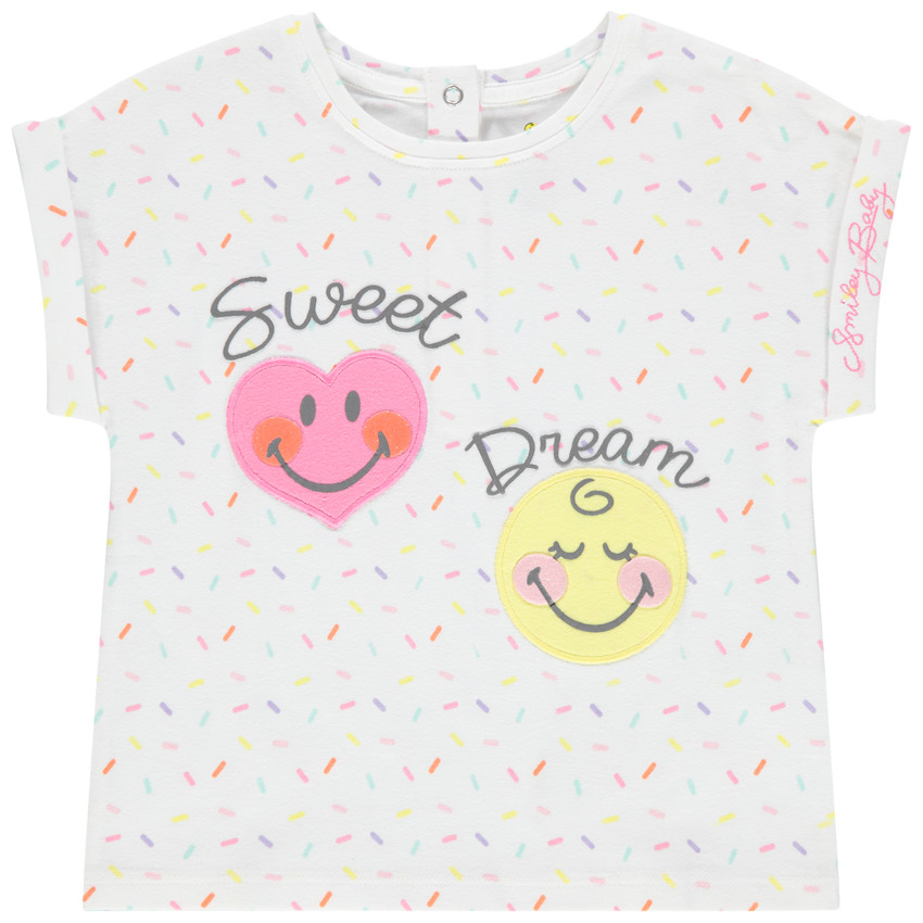 Κοντομάνικη εμπριμέ μπλούζα από βιολογικό βαμβάκι με μοτίβα Smiley 