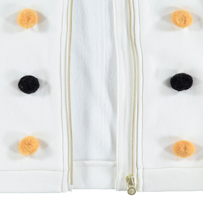 Zακέτα από φανέλα με κουκούλα και φουντίτσες 