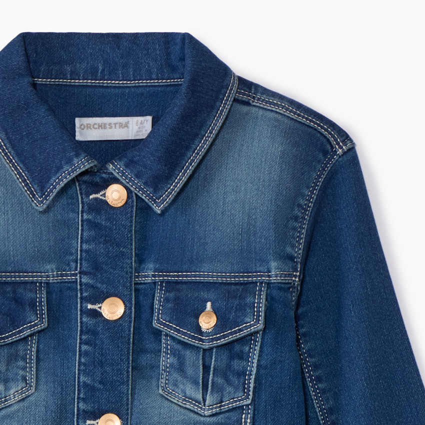 Ζακέτα εφέ τζιν με τσέπες για κορίτσι 