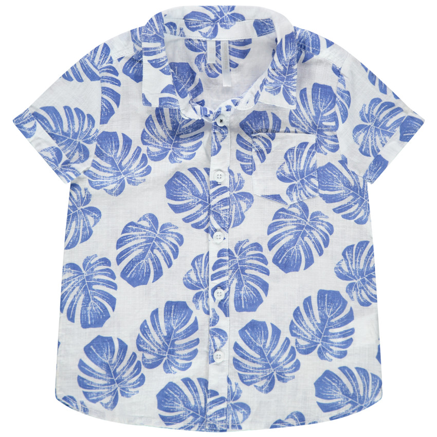 Κοντομάνικο πουκάμισο με εμπριμέ μοτίβο φύλλα 