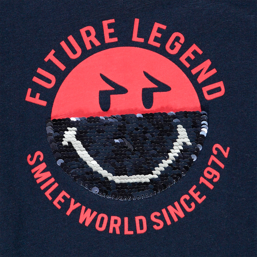 T-shirt μακρυμάνικο με σχέδιο SmileyWorld με παγιέτες για αγόρι 