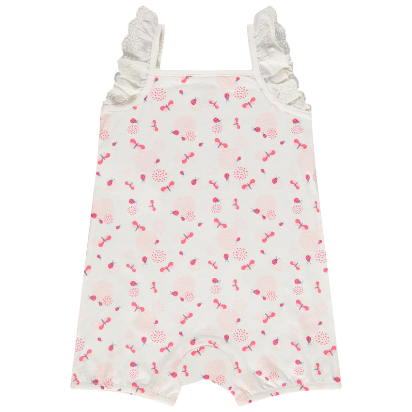 Σετ από 2 κοντές φόρμες με ραντάκια και κεντήματα για μωρό κορίτσι 