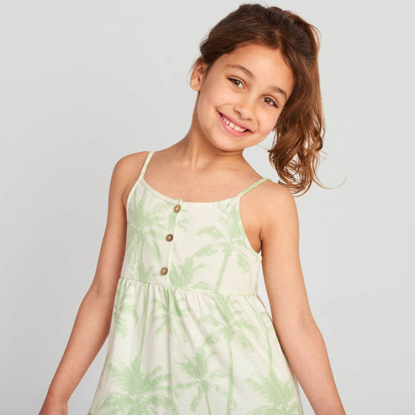 Αμάνικο φόρεμα jersey με σχέδιο φοίνικες για κορίτσι 