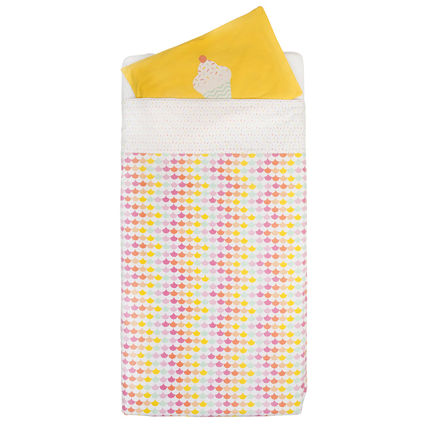 Σετ παπλωματοθήκη και μαξιλαροθήκη με μοτίβο cupcake 