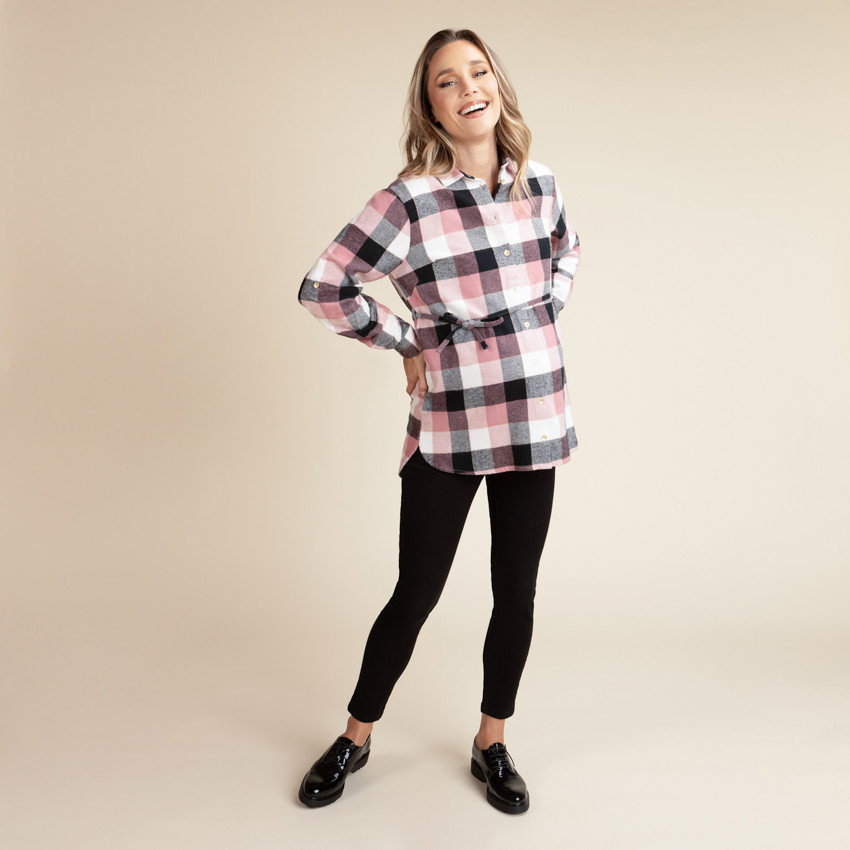 Chemise manches longues à carreaux pour femme 