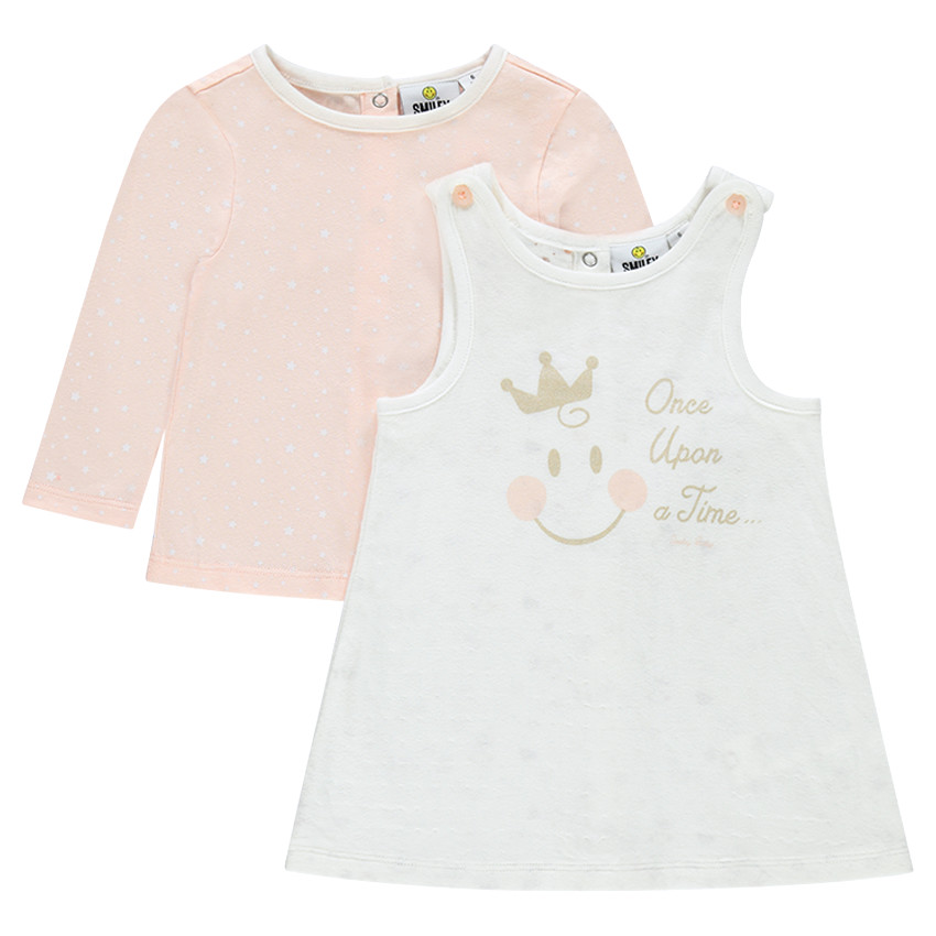 Σετ αμάνικο φόρεμα και κοντομάνικο με τύπωμα ©Smiley Baby 