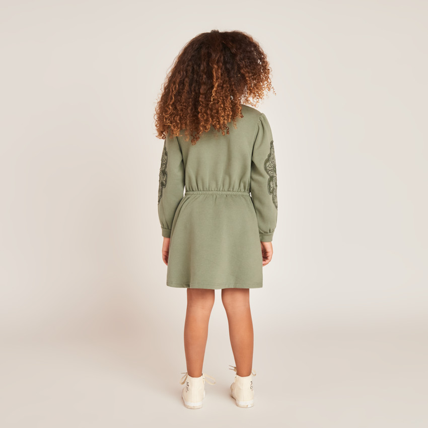 Φόρεμα μακρύ μανίκι από απαλό ύφασμα με κέντημα για κορίτσι 