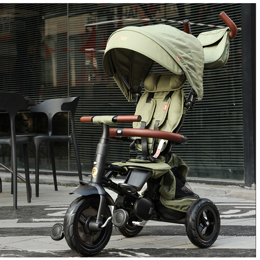 Σπαστό Τρίκυκλο Ποδηλατάκι Rito Deluxe Air Gel Wheels Olive Green - Qplay 