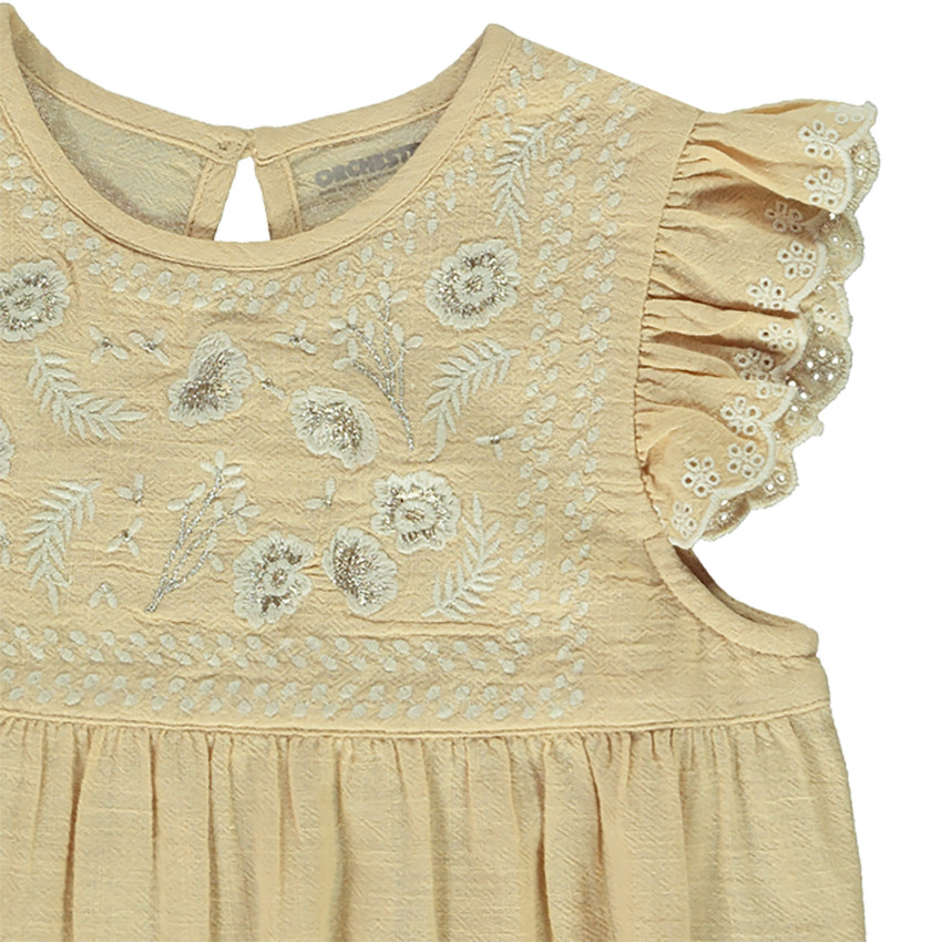 Top manches courtes volantées détails brodés pour fille 